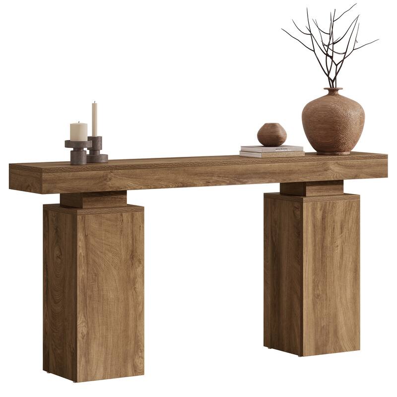 63-Inch Console Table, Wooden Entryway Table, Long Sofa Table for Hallway, Living Room, Foyer, Entrance
