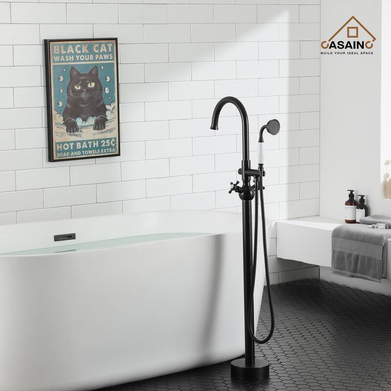 Freestanding 2-Handles Bathtub Faucet with Hand Shower