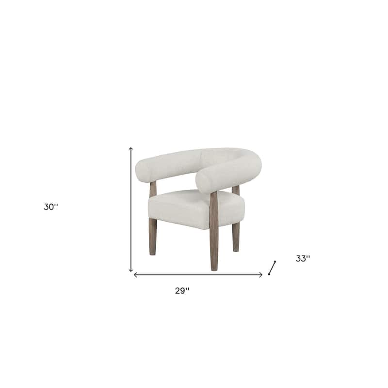 HomeRoots 29" Off White and Ash Gray Fabric And Wood Arm Chair - 29 in. x 30 in. x 33 in.