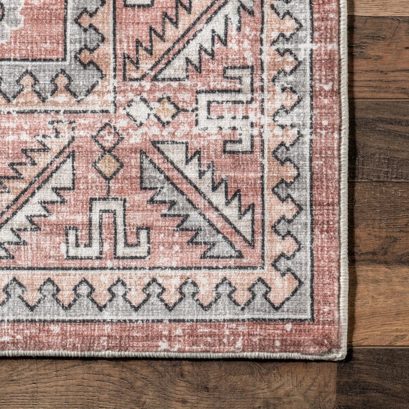 Nuloom Tindra SpinClean Faded Multi Medallion Machine Washable