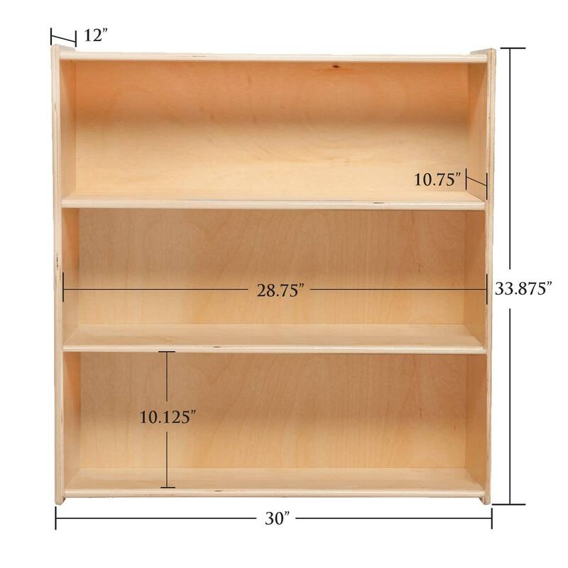 Contender 3 Shelf Kids Storage Organizer Birch Wooden Bookshelf, Toy Organizer for Kids - 30"