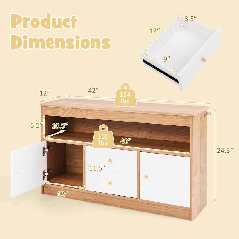 Toy Storage Organizer Storage Chest w/Drawers & Closed Cabinets
