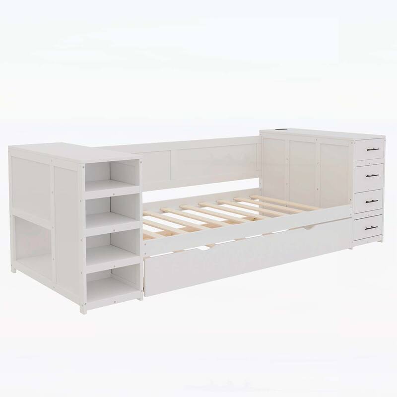 Multifunctional Wooden Daybed with Abundant Storage and Modern Design for Bedroom