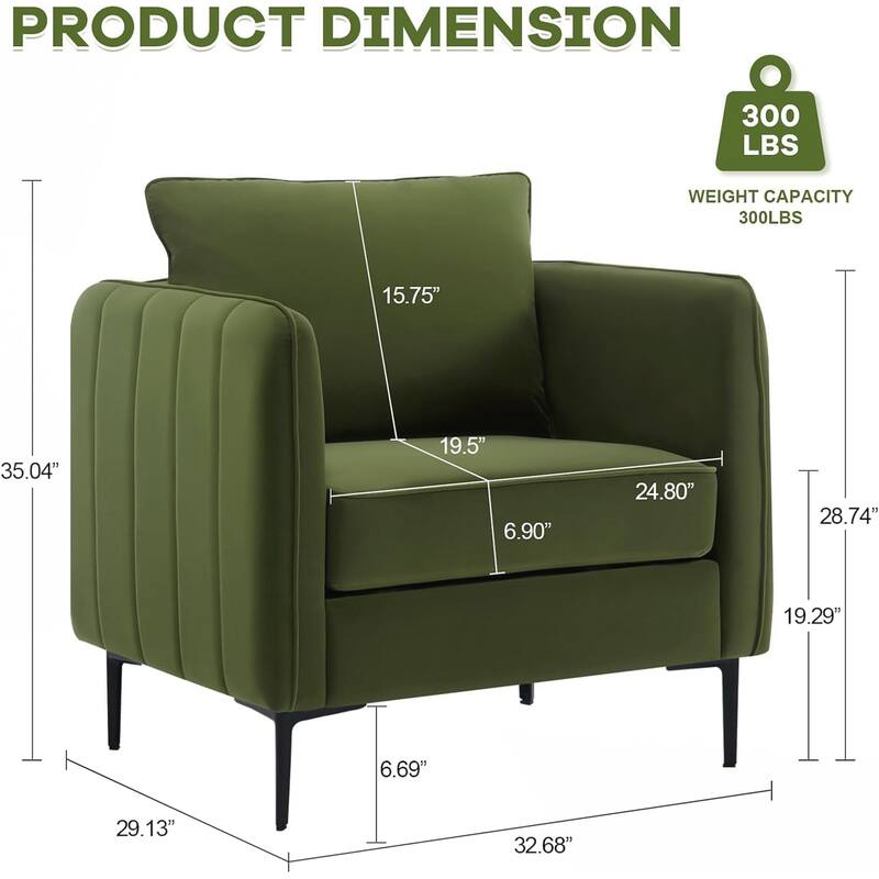 Accent Chair for Living Room, =Comfy Single Sofa Chair Mid-Century Modern Armchair