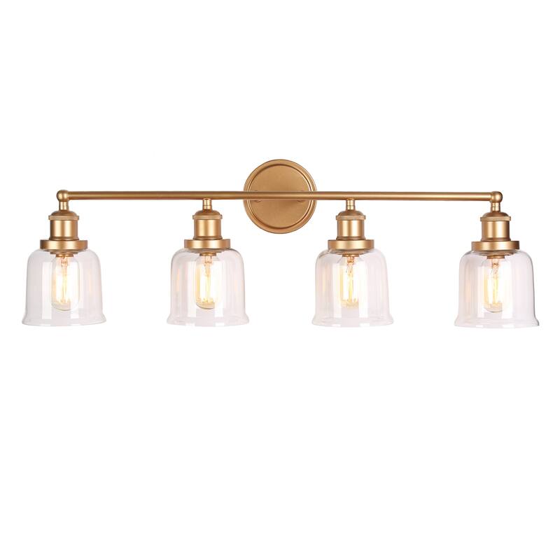 Ciare Modern Gold 4-light Bathroom Vanity Light Dimmable Glass Wall Sconces - Rose Gold 4-light - L 30" x W 7" x H 10"