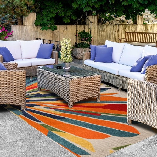 slide 2 of 8, Superior Leander Geometric Abstract Indoor Outdoor Area Rug 10' x 14'