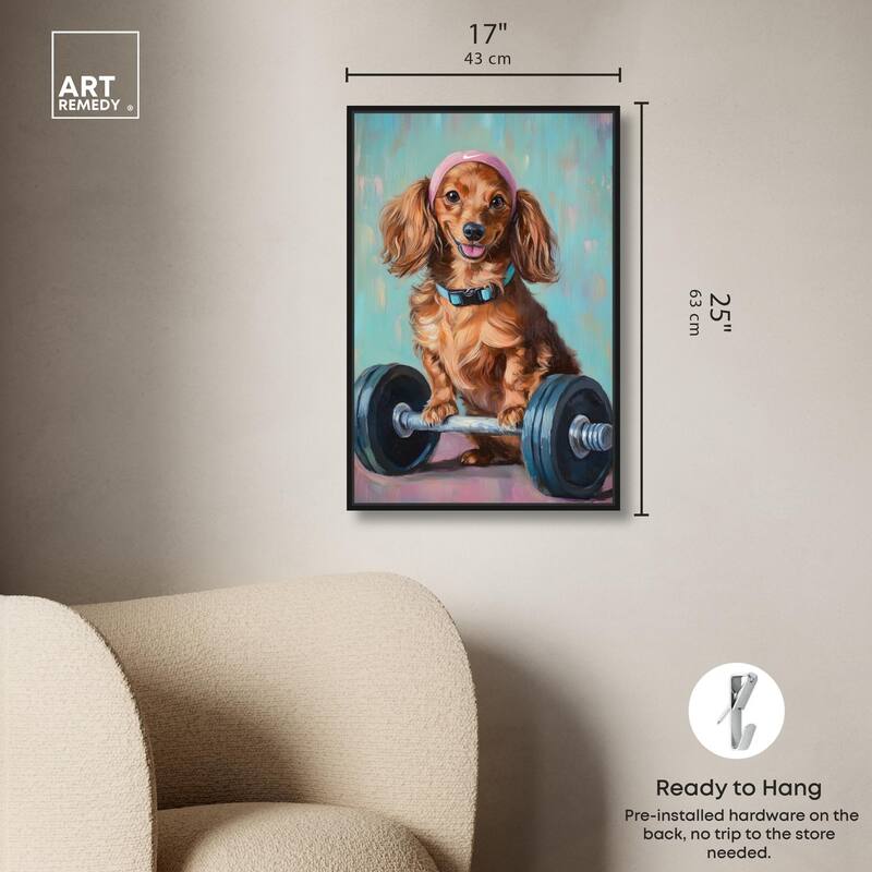 Cute Doxxie Work Out Canvas by Art Remedy