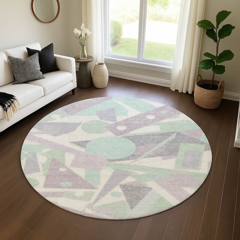 Premium Washable Super Soft Casual Contempoary Mayfield Rug - Lilac - 8' x 8'