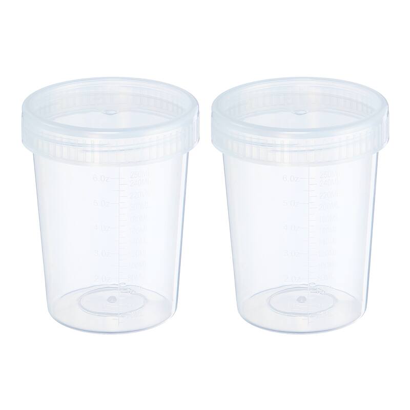 250mL Sample Cups 2Pcs Sample Containers Leak Proof Screw Cap for Lab - Clear, Clear