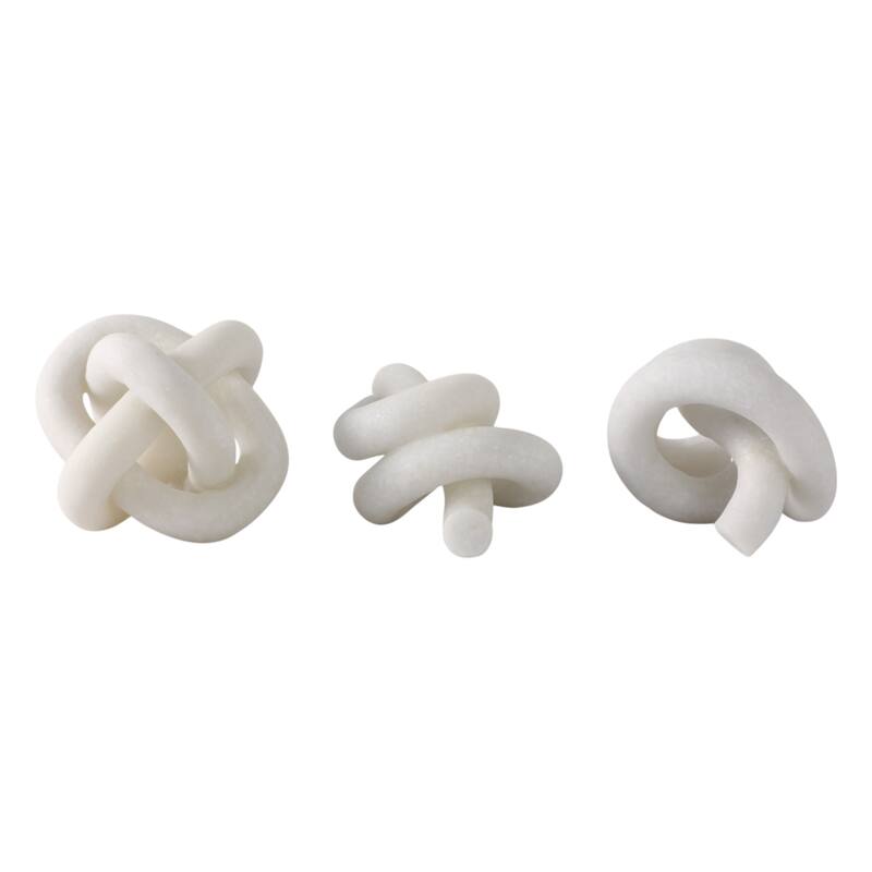 Polyresin Decorative Knot Figurine Home Decor (Set of 3) - 3/4" White - 4.5" x 4" x 3.75"