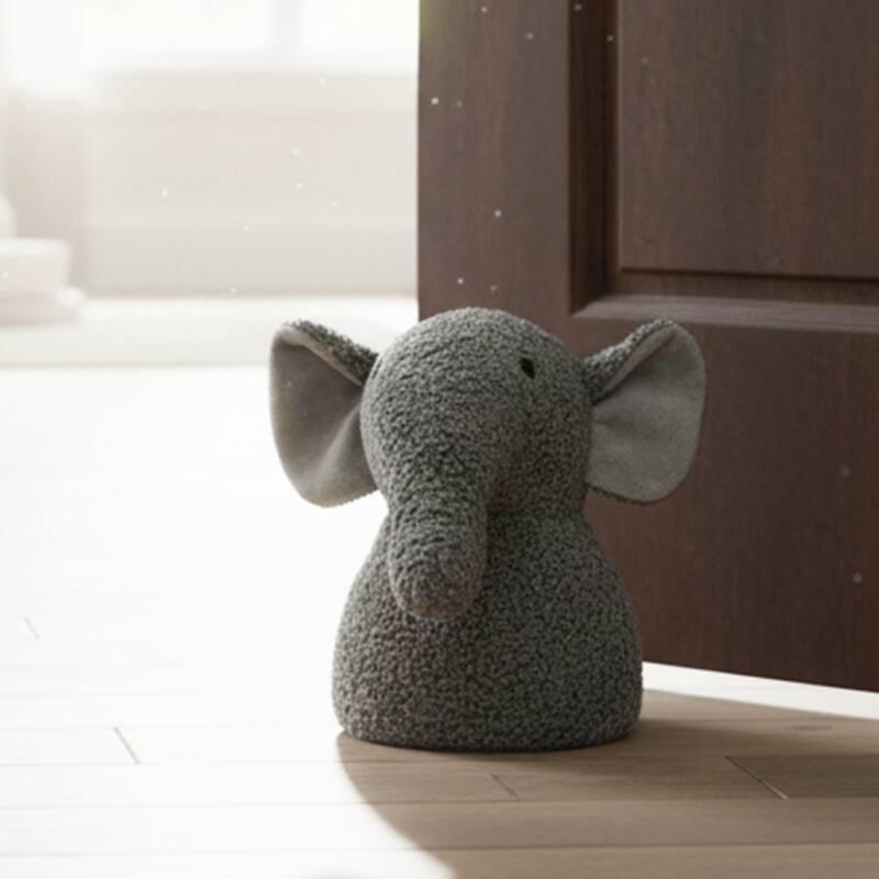 Decorative Elephant Door Stopper - Heavyweight 2.3 lb. Fabric Holder - 9"H x 7"L x 7.8"W
