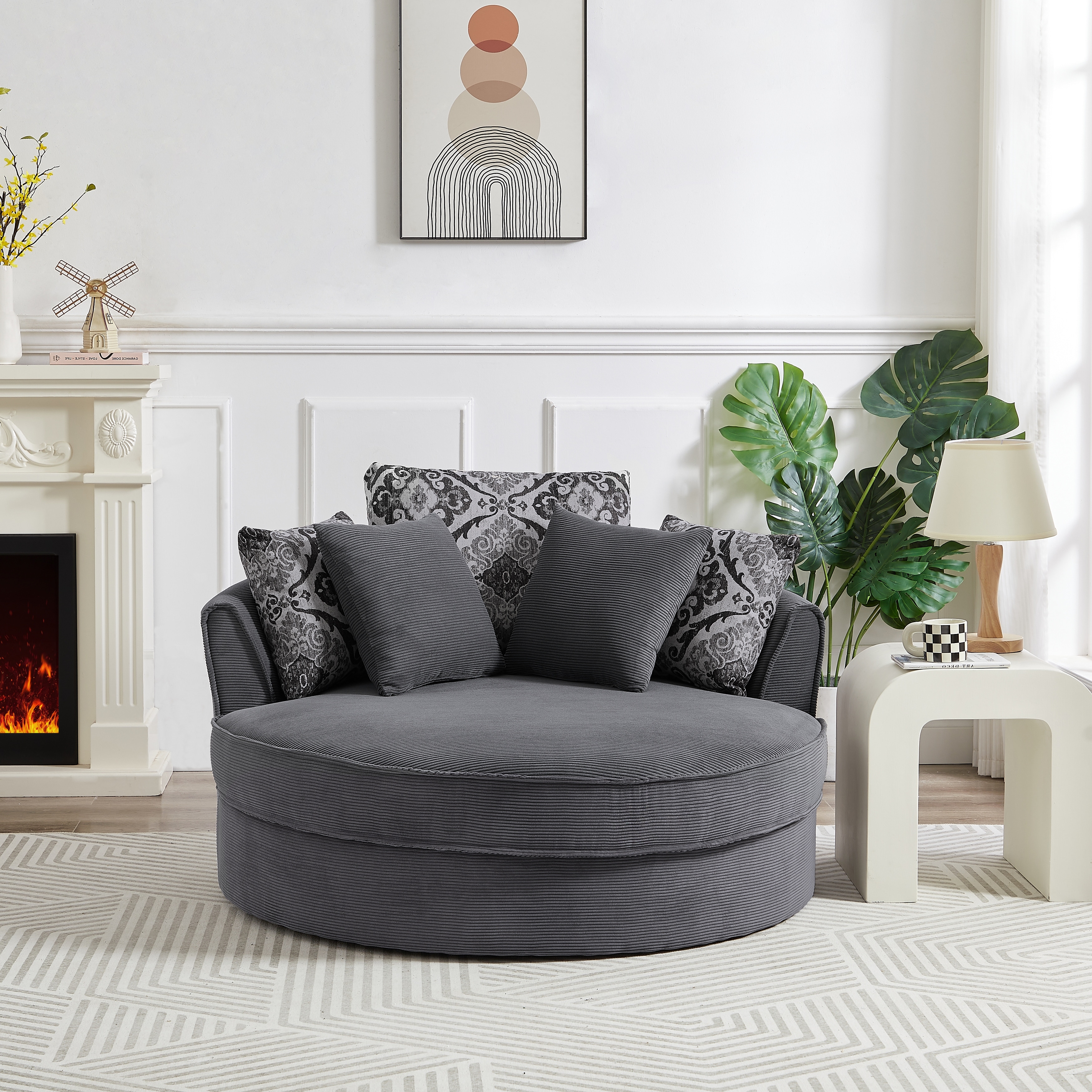 Grey round sales sofa chair
