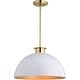preview thumbnail 1 of 9, Vaxcel Lighting P0411 Devon 16" Wide Pendant Glossy White / Satin Brass