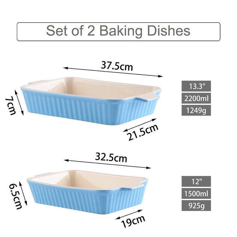 MALACASA Series Bake.Bake, Rectangle Porcelain Bakeware Set