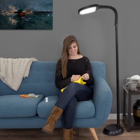 Trademark Home Adjustable Floor Lamp with Bendable Neck, Beige