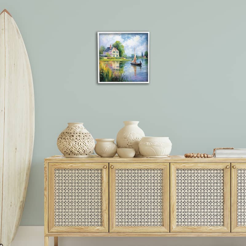 Stupell Boat Drifting Near Shore Framed Giclee Art Design By Heidi Kuntz