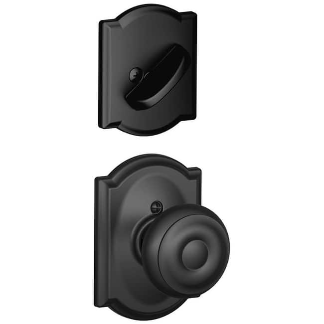 Schlage Georgian One-Sided Dummy Interior Pack with Camelot Trim - - Matte Black