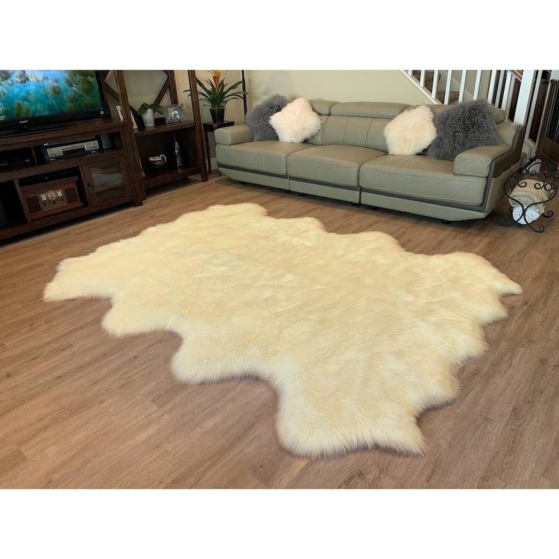 Ovella Home Premium Luxurious Faux Sheepskin 8-Pelt Plush Shag Area Rug - 6' x 8' - 6' x 8'