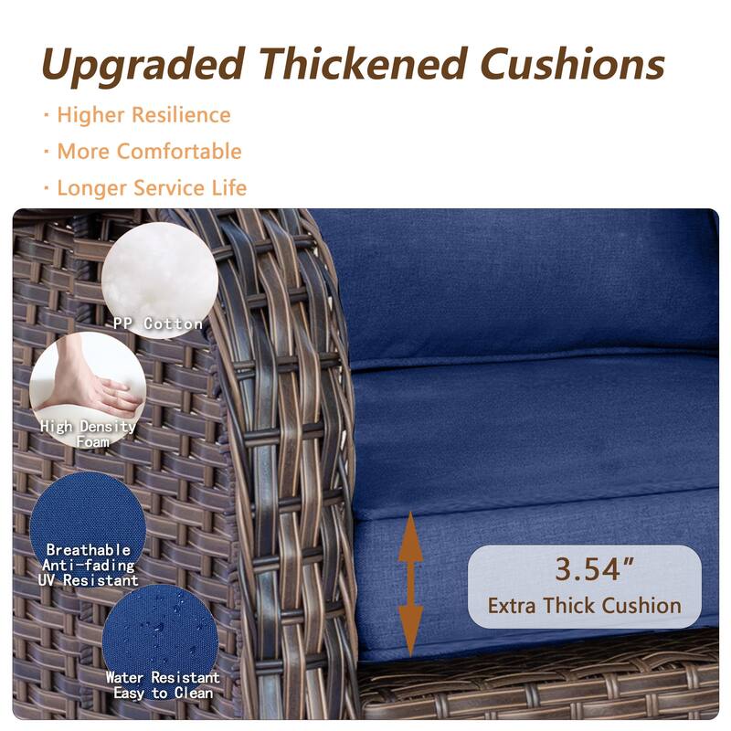 12 Piece Outdoor Wicker Patio Furniture Swivel Glider Chairs Set