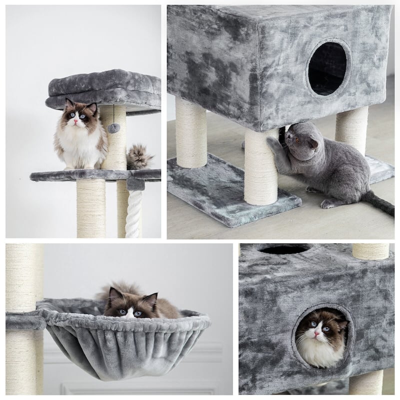 78.7" Large Cat Tree Tower Condo Scratching Post Kitten Play Pet House