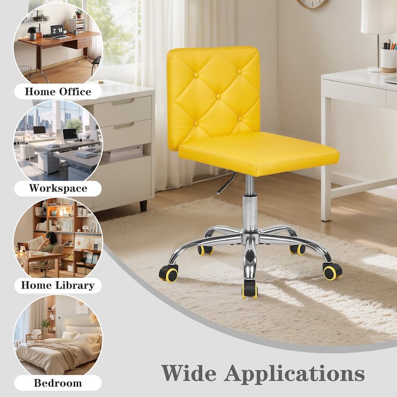 Javlergo Armless Office Desk Chair PU Leather Mid-Back Adjustable Height 360° Rolling Swivel 10 Colors Available Office Chair