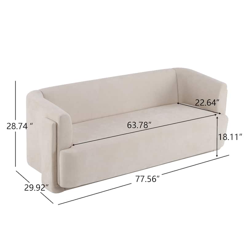 Christopher Knight Home - Modern Upholstered 77.56" 3-Seat Sofa with Geometric Block Arms