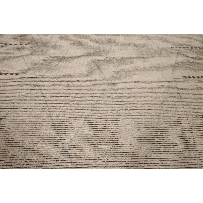 Earth Tone Moroccan Oriental Area Rug Handmade Trellis Wool Carpet - 7'6"x 10'8"