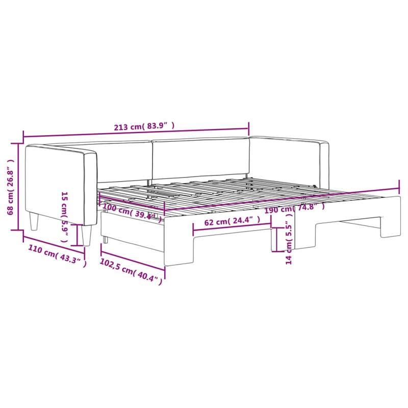 vidaXL Day Bed Upholstered Sleeper Sofa Bed for Bedroom Living Room Fabric