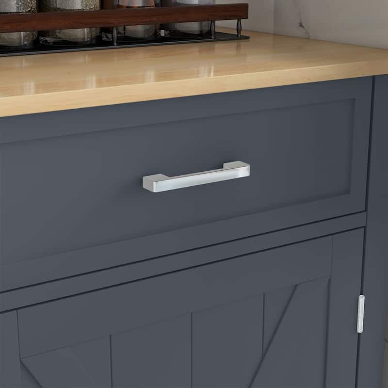 HOMCOM Rolling Kitchen Island with Drop Leaf Wood Breakfast Bar, Farmhouse Kitchen Cart with 2 Drawers, Dark Gray