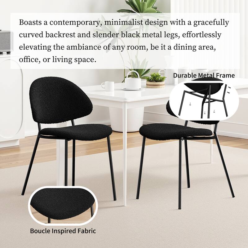 Modern Ergonomic Dining Chair with Slim Metal Legs, Set of 4