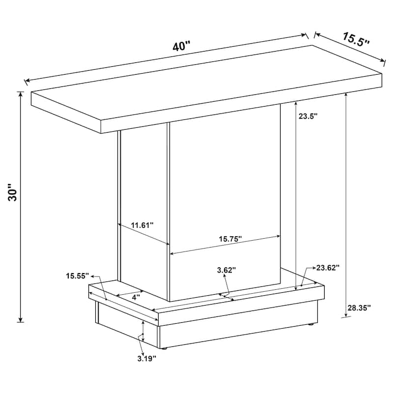 Reston Engineered Wood Pedestal Console Table Cappuccino