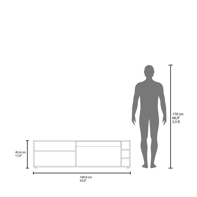 Tv Stand With Modern and minimalist design,6 Shelves, 60" TV Capacity,FSC Certified CPSIA Compliant