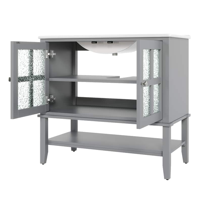 36" Bathroom Vanity with Ceramic Sink