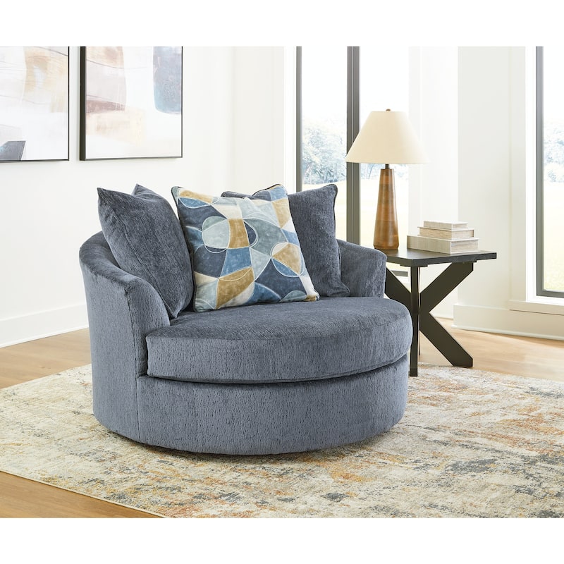Signature Design by Ashley Maxon Place Oversized Swivel Accent Chair - 56"W x 55"D x 35"H - Navy