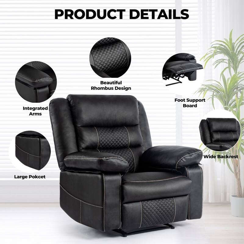 Breathable Leather Massage Recliner Chair Manual Living Room Reclining Sofa