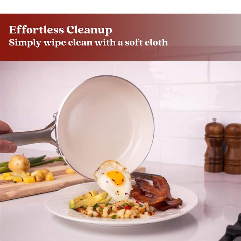 Alva Mobi 8-Piece Nonstick Ceramic Cookware Set - Cannoli Cream