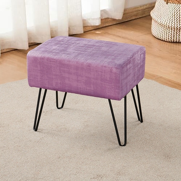 slide 2 of 7, Textured Velvet Ottoman 19" x 13" x 17" H - Mauve Shadows