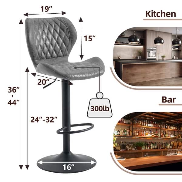 dimension image slide 0 of 3, HOMYKA Swivel Adjustable Height Stool Set of 4