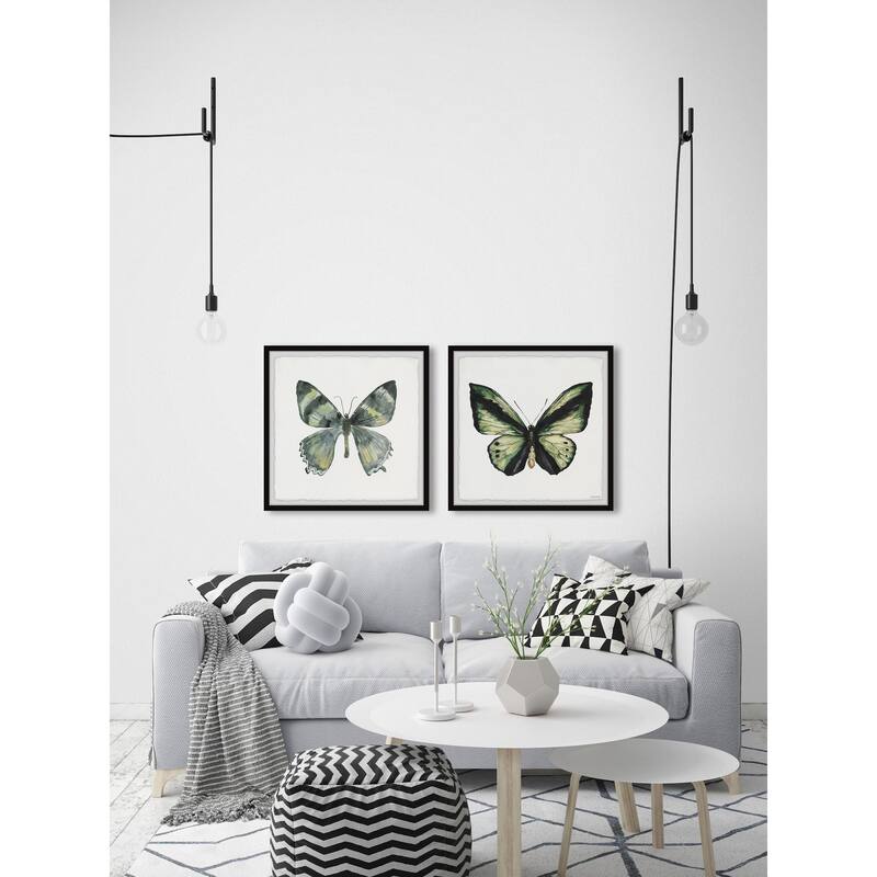 Lovely Green Butterflies Diptych
