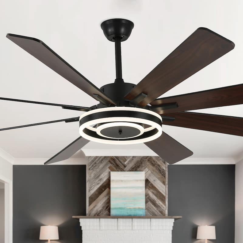 Bella Depot 72" Modern Large Ceiling Fan 6-speed Reversible with Dimmable Light and Remote for Family Room