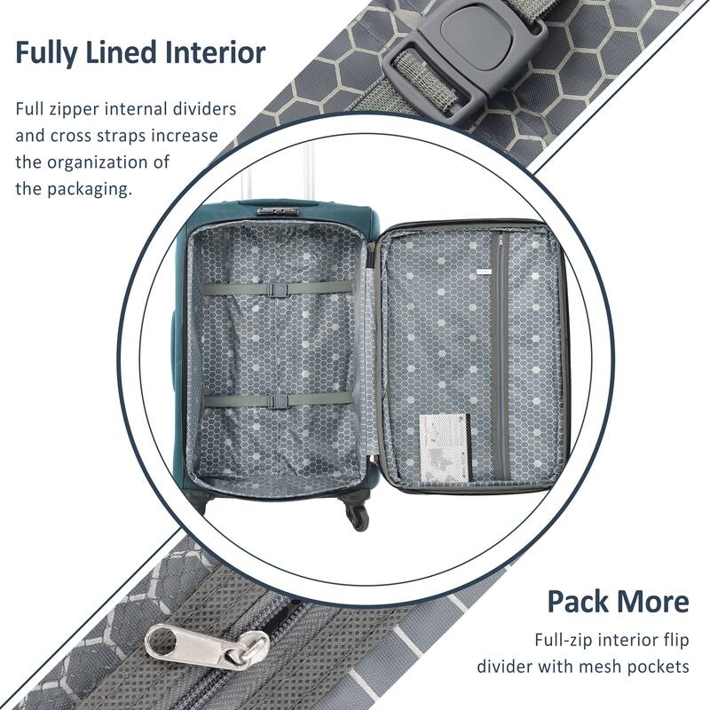 Merax 3 Piece Set Softside Luggage Sets with Spinner Wheels, Expandable Softshell Suitcase Set with Telescopic Handle