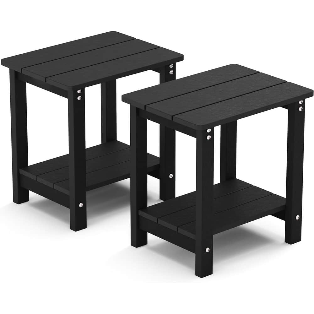 WINSOON Outside Adirondack Square Side Table, Weather Resistant Patio Table Double Layers Set Of 2