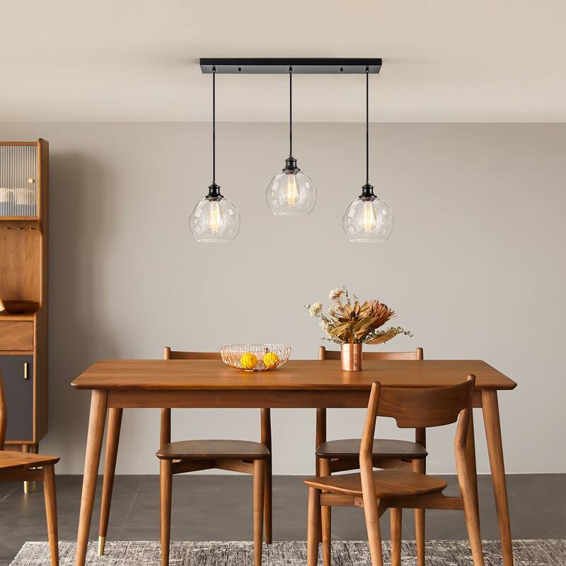 Starsky 3/5 Light Modern Linear Chandelier Cluster Kitchen Island Light with Glass Globe Shade