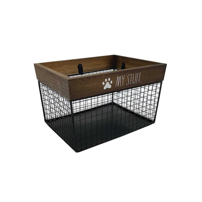 Rae Dunn Metal and Wood Pet Themed Storage Basket
