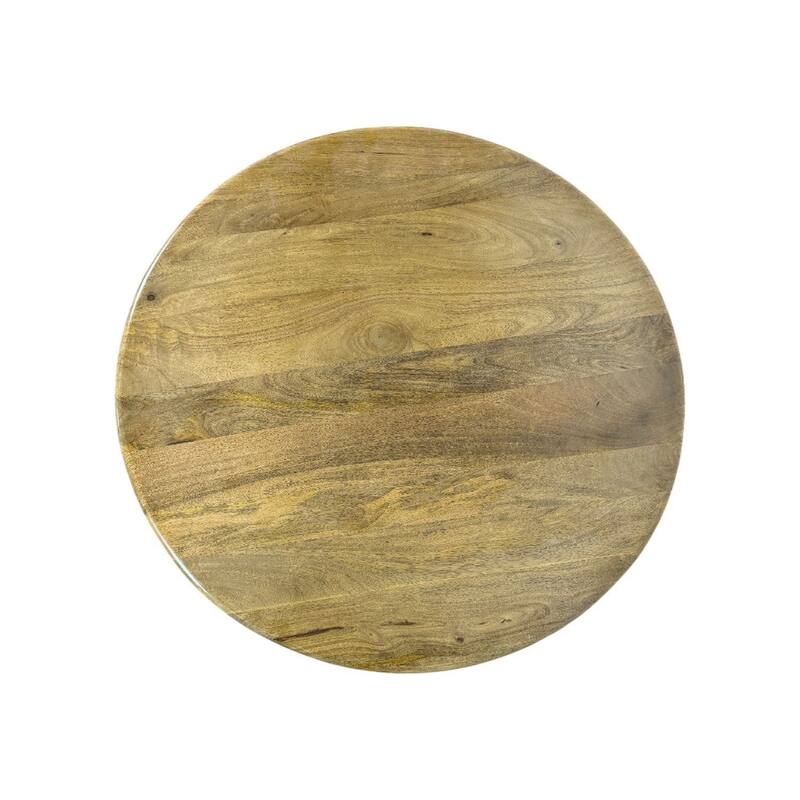 Marlowe Drum-Style Coffee Table - Solid Blonde Acacia Wood Top with Handwoven Cane Drum Base Table
