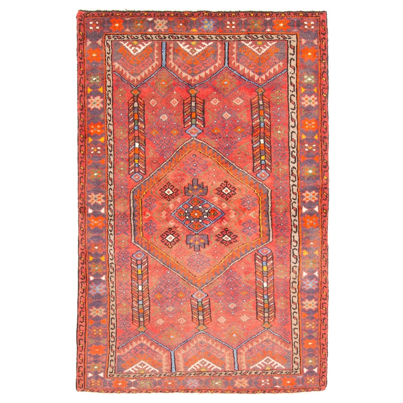ECARPETGALLERY Hand-knotted Andelz Red Wool Rug - 4'3 x 6'5