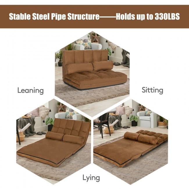 Adjustable 6-Position Floor Sofa Bed with Removable Cloth Cover - 71" x 44.5" x 5.5" (L x Wx H)