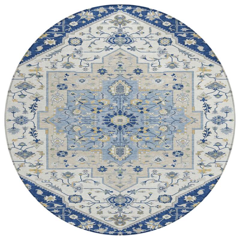 Machine Washable Indoor/ Outdoor Traditional Kolkata Chantille Rug
