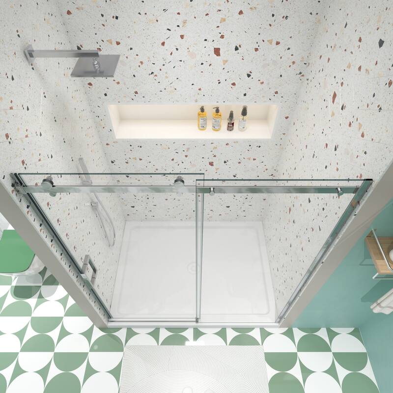 56"-60"W x 74"H Bathroom Doors with High Quality Stainless Steel Handles