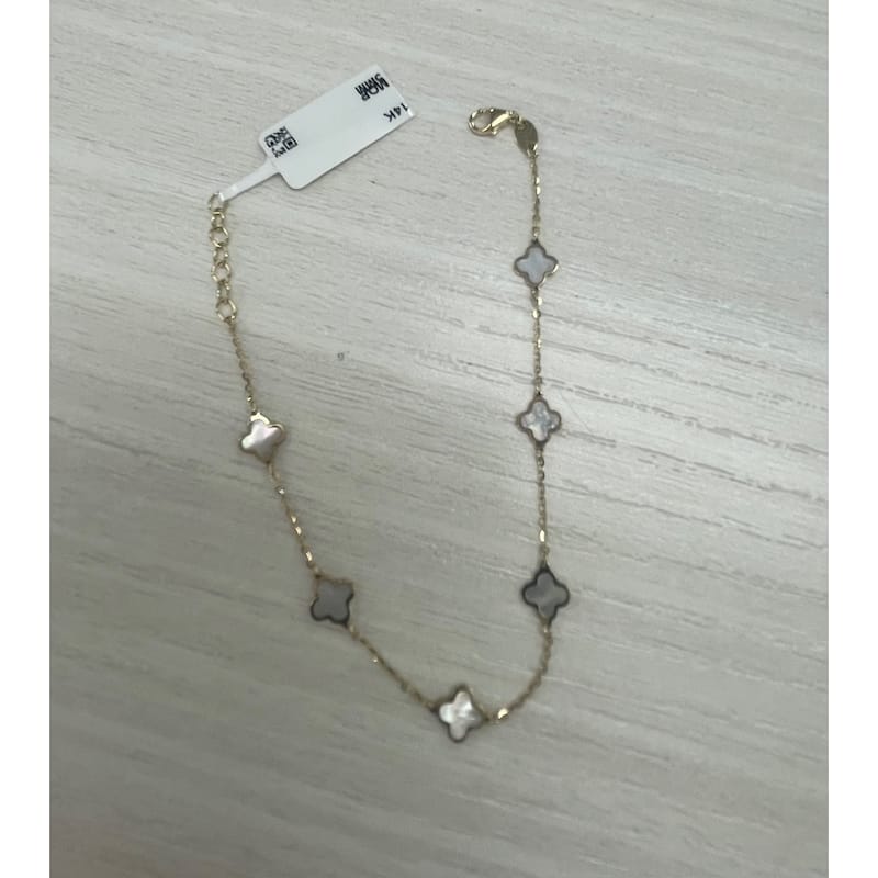 Italian Gold 14K Yellow Gold X-Small Clover Stackable Bracelet 5mm